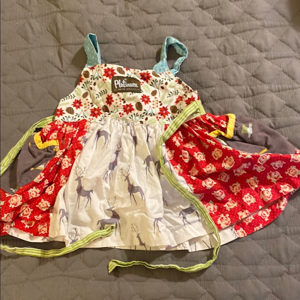 Matilda Jane Red and Blue Deer Floral Dress